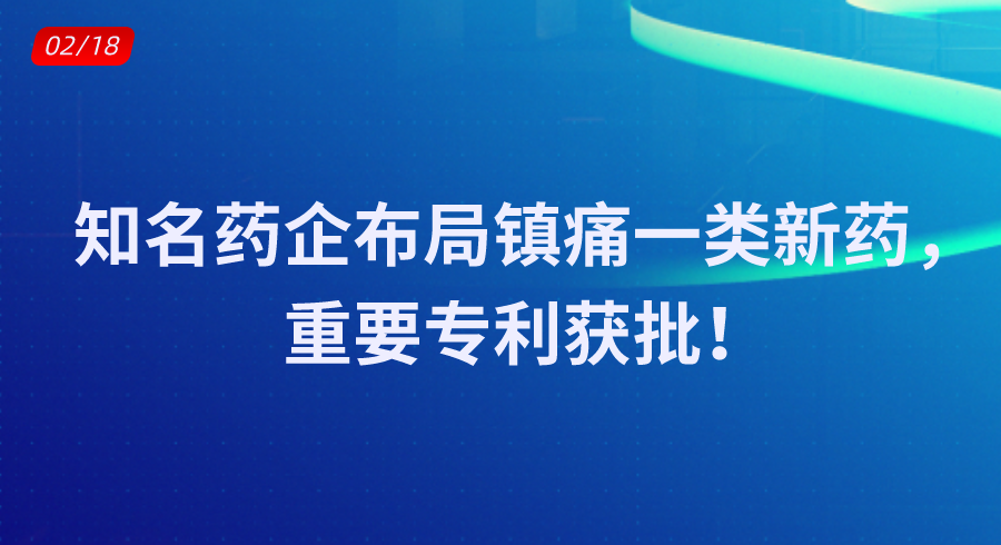 知名药企布局镇痛一类新药，重要专利获