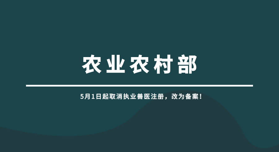 5月1日起取消执业兽医注册，改为备案！